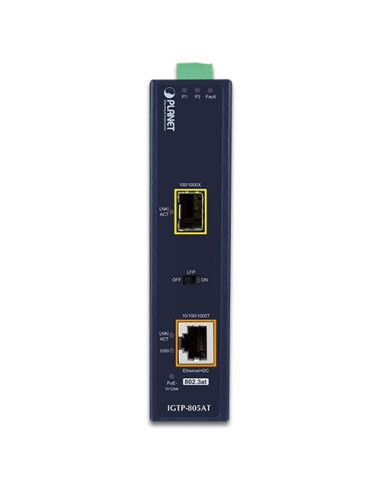 PLANET Industrial 10/100/1000T 802.3at Gigabit Ethernet to 1000X SFP Converter