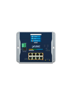 PLANET Industrial 8-Port 802.3at PoE + 2-Port SFP Wall Mount Managed Switch with LCD Touch Screen