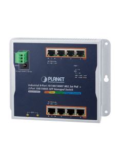 PLANET Industrial 8-Port 30W 802.3at PoE + 2-Port SFP Wall Mount Managed Switch