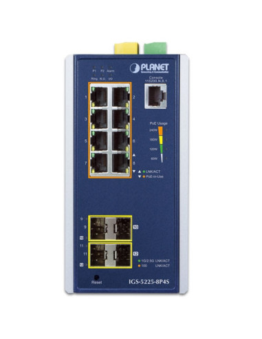 PLANET Industrial 8-Port 30W 802.3at PoE + 4-Port SFP Managed Switch