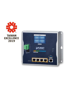 PLANET Industrial Wall Mount 4-Port 30W 802.3at PoE Gigabit Router with LCD Touch Screen