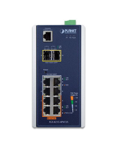 PLANET IGS-4215-4P4T2S Industrial 4-Port 802.3at PoE + 4-Port + 2-Port Managed Switch