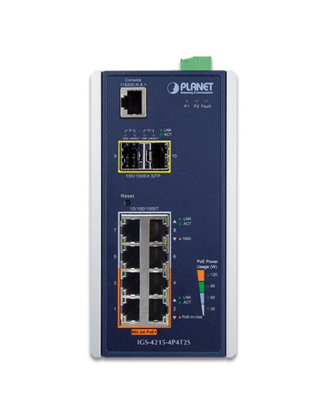 PLANET IGS-4215-4P4T2S Industrial 4-Port 802.3at PoE + 4-Port + 2-Port Managed Switch