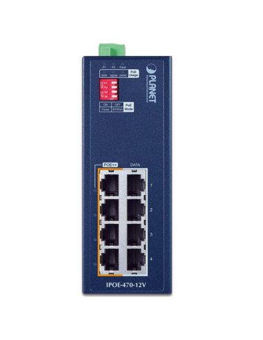 PLANET IPOE-470-12V Industrial 4-port Gigabit 802.3bt PoE++ Injector Hub