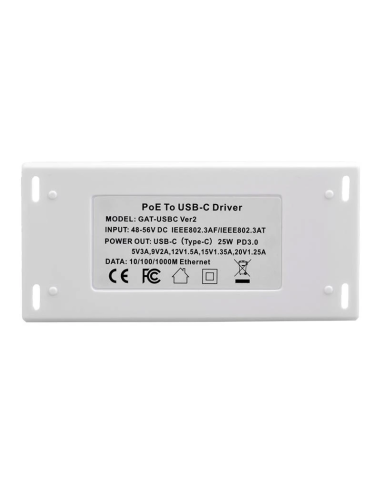 GAT-USBC-REV2 25W 802.3at POE+ to USB Type C Power Delivery with Separate Ethernet Data