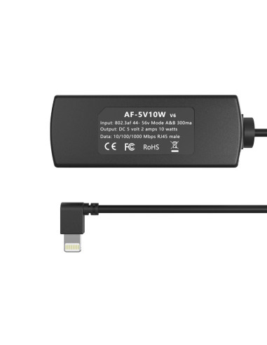 AF-5V10W PoE to Apple Lightning 802.3af/at input 10Watt output one Lightning connector