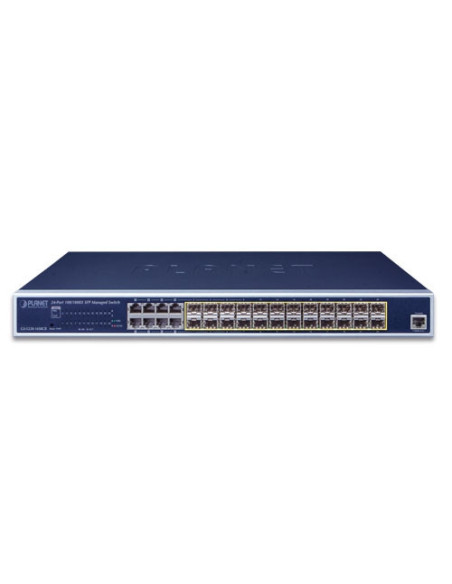 PLANET GS-5220-16S8CR L2+ 24-Port 100/1000X SFP + 8-Port Shared TP Managed Switch W/ 48V Redundant Power