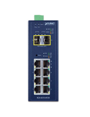 PLANET IGS-4215-8T2S Industrial L2/L4 8-Port 10/100/1000T + 2-Port 100/1000X SFP Managed Switch
