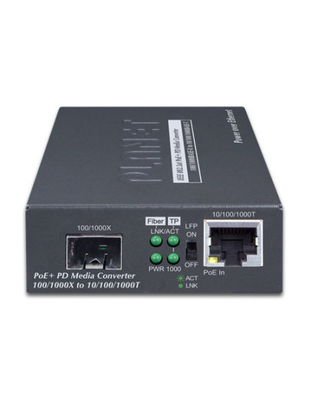 PLANET GT-805A-PD 802.3at PoE+ PD 10/100/1000BASE-T to 100/1000BASE-X SFP Media Converter