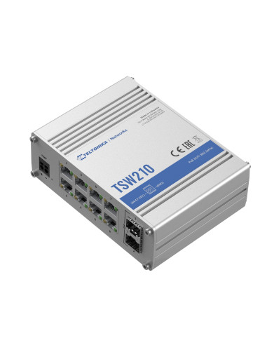 Teltonika TSW210 Industrial Unmanaged Switch 2xSFP 8xGbE 1000Mbps 7-57 VDC