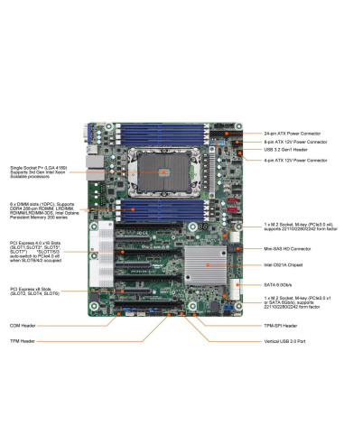 ASRock Rack SPC621D8 ATX Intel Xeon DDR4 DIMM PCIe M.2/SATA RJ45 IPMI Server Motherboard