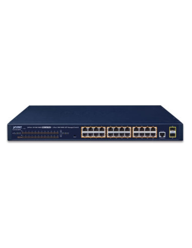 PLANET 24-Port 30W 802.3at PoE + 2-Port SFP Managed Gigabit Switch
