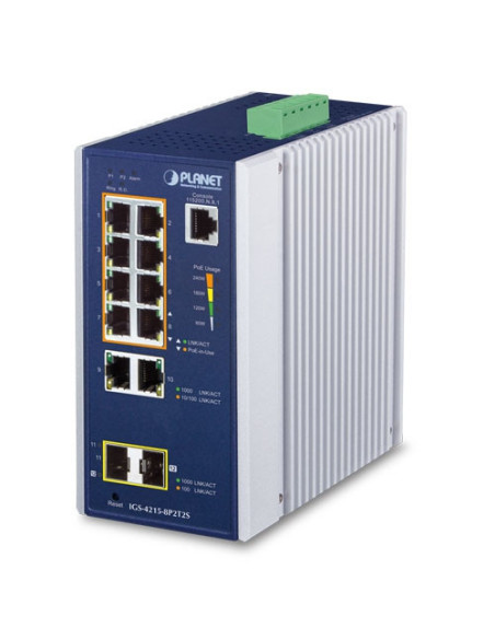 IGS-4215-8P2T2S Industrial Managed Switch 8-Port 10/100/1000T 802.3at PoE + 2-Port 10/100/1000T + 2-Port 100/1000X SFP