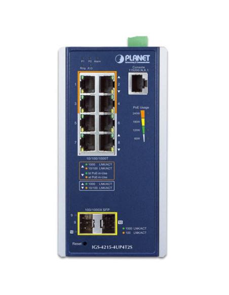 IGS-4215-4UP4T2S | Buy PLANET IGS-4215-4UP4T2S Industrial 4-Port T 802.3bt PoE + 4-Port T + 2-Port SFP Managed Switch|WISP