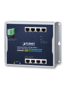 PLANET Industrial 8-Port 10/100/1000T + 2-Port SFP Wall Mount Managed Switch 12VDC