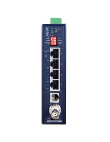 PLANET Industrial BNC / RJ11 VDSL2 to 4-Port RJ45 Gigabit Ethernet Extender