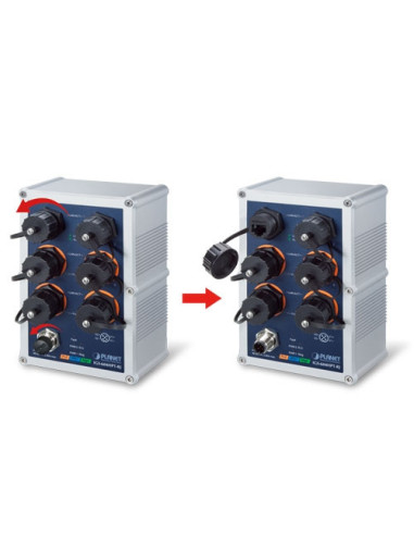 PLANET Industrial IP67 4-Port 30W 802.3at PoE + 2-Port RJ45 Managed Gigabit Switch