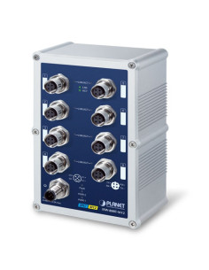 Industrial IP67 Rated 8-Port 10/100Mbps M12 Fast Ethernet Switch with Wide Operating Temperature