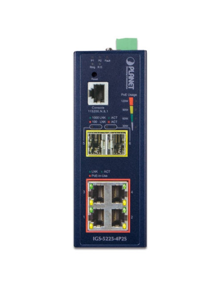 PLANET Industrial 4-Port 30W 802.3at PoE + 2-Port SFP Managed Switch