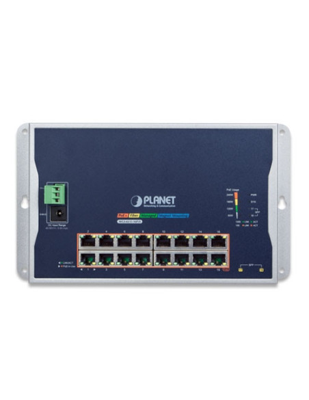 PLANET Industrial 16-Port 30W 802.3at PoE + 2-Port SFP Wall Mount Managed Switch
