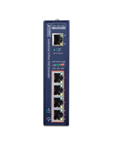 PLANET Industrial 60W 802.3bt to 4-Port 60W 802.3at Gigabit PoE Extender