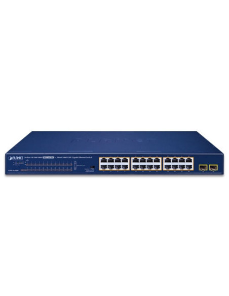 PLANET 24-Port 30W 802.3at PoE + 2-Port SFP Gigabit Ethernet Switch