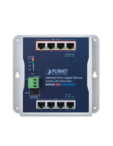 PLANET 8-Port 10/100/1000T with 4-Port 30W 802.3at PoE Wall Mount Gigabit Ethernet Switch