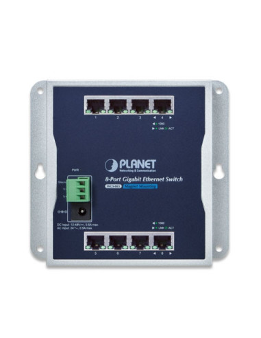 PLANET Industrial 8-Port 10/100/1000T Wall Mount Gigabit Ethernet Switch
