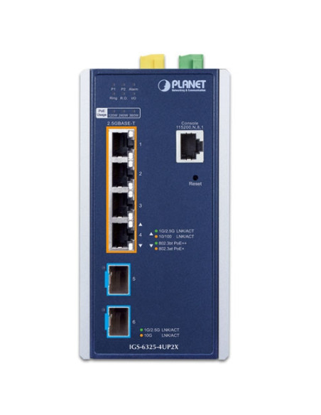 Planet IGS-6325-4UP2X| Buy Planet Industrial L3 4-Port 2.5GBASE-T 802.3bt PoE + 2-Port 10G SFP+ Managed Ethernet Switch | WISP