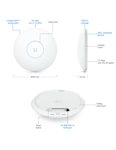 Ubiquiti U7-Pro | Buy U7-Pro Ubiquiti UniFi 7 Pro WiFi 7 tri-radio 6 GHz PoE+ 2.5 GbE Access Point | WISP Australia