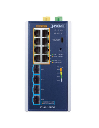 PLANET IGS-4215-8UP4X | Buy IGS-4215-8UP4X Industrial L2/L4 8-Port T 802.3bt PoE + 4-Port 10G SFP+ Managed Switch | WISP