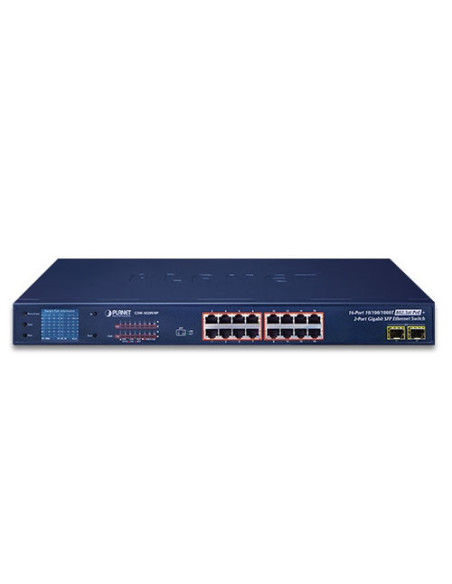GSW-1820VHP|Buy Planet GSW-1820VHP, 16-Port 10/100/1000T 802.3at PoE + 2-Port Gigabit SFP Ethernet Switch with LCD PoE Monitor|