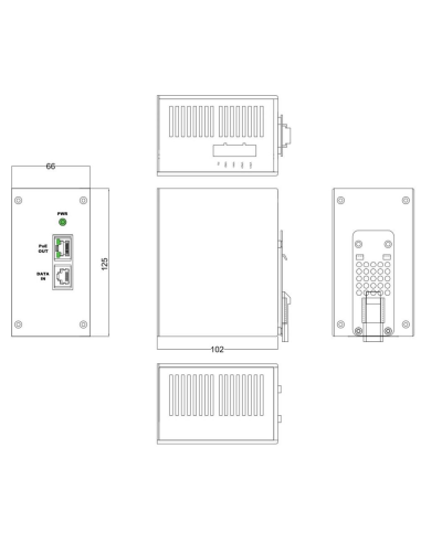 TPDIN-1256GD-BT |Buy Tycon TPDIN-1256GD-BT, 11-60V DC In, 802.3bt 90W output, Gigabit DCDC PoE injector, DIN Mount enclosure| WI