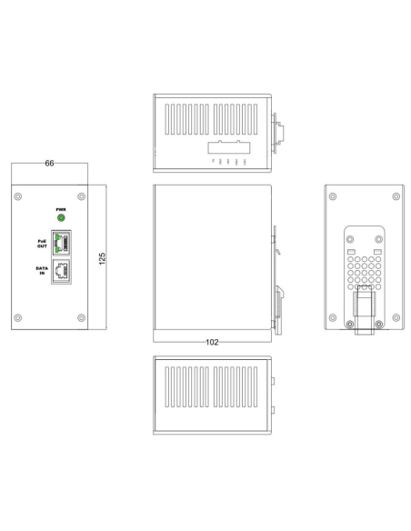 TPDIN-1256GD-BT |Buy Tycon TPDIN-1256GD-BT, 11-60V DC In, 802.3bt 90W output, Gigabit DCDC PoE injector, DIN Mount enclosure| WI