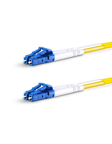 SMLCDX|SMLCDX 2M OS2 Single Mode Fiber Patch Cable, LC UPC Duplex to LC UPC Duplex, 9/125μm, Riser (OFNR), Tight-Buffered, Yello