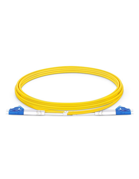 SMLCDX|SMLCDX 2M OS2 Single Mode Fiber Patch Cable, LC UPC Duplex to LC UPC Duplex, 9/125μm, Riser (OFNR), Tight-Buffered, Yello