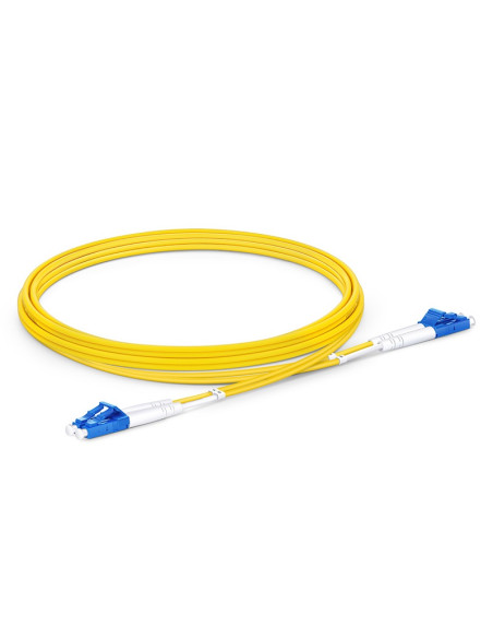 SMLCDX 2m OS2 Single Mode Fiber Patch Cable, LC UPC Duplex to LC UPC Duplex, 9/125μm, Riser (OFNR), Tight-Buffered, Yellow