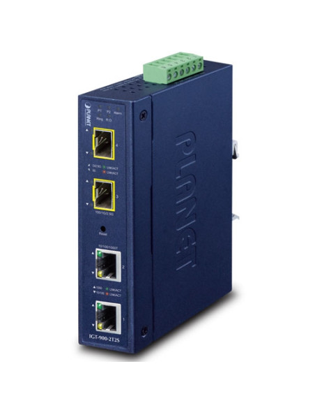Planet IGT-900-2T2S Industrial Managed Media Converter 2 port 10/100/1000T + 2 port 100/1000/2500X SFP Redundant Power IP30