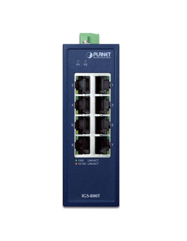 Planet IGS-800T| Buy Planet IGS-800T Compact Industrial 8-Port 10/100/1000T Gigabit Ethernet Switch IP30 Wide 9–48V DC Input -40