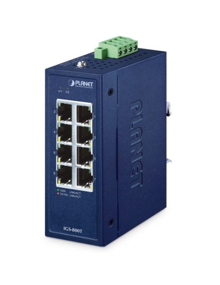 Planet IGS-800T| Buy Planet IGS-800T Compact Industrial 8-Port 10/100/1000T Gigabit Ethernet Switch IP30 Wide 9–48V DC Input -40