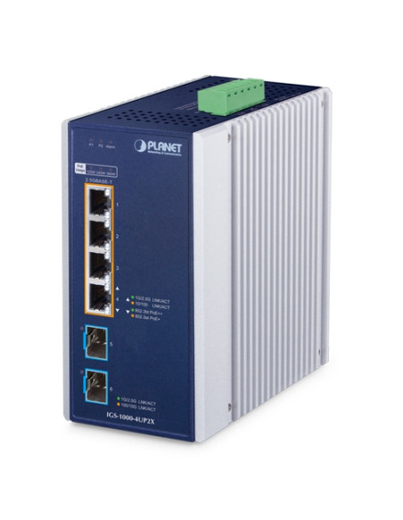 Planet IGS-1000-4UP2X Industrial 4-Port PoE + 2-Port 10G SFP+ Ethernet Switch