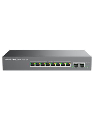 Grandstream GWN7721P 10-Port Layer 2 Lite Managed Switch 8×2.5G Ethernet PoE  2×10G SFP+  Smart VLAN & QoS SMB Networks