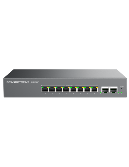 Grandstream GWN7721P 10-Port Layer 2 Lite Managed Switch 8×2.5G Ethernet PoE  2×10G SFP+  Smart VLAN & QoS SMB Networks