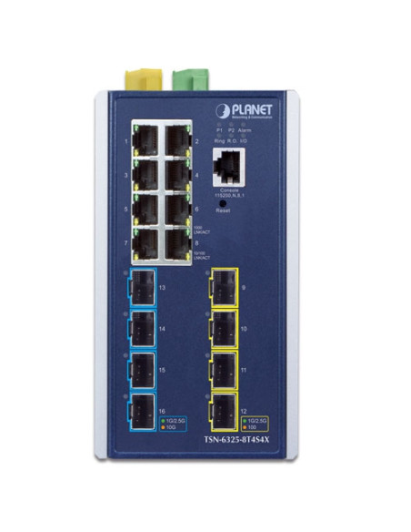 PLANET TSN-6325-8T4S4X Industrial L3 TSN Managed Ethernet Switch 8× Gigabit RJ45 4× 2.5G SFP 4× 10G SFP+. Online at Wisp.net.au