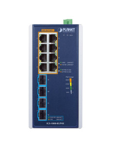 PLANET IGS-1000-8UP4X Industrial PoE++ Switch 8× Gigabit 802.3bt PoE 4× 10G SFP+ DIN-Rail