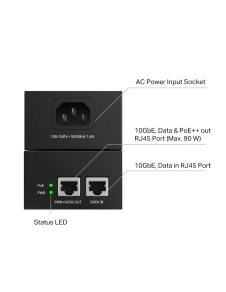 Omada POE380S|Omada POE380S 10G PoE++ Injector 90W IEEE 802.3bt|Wisp Australia
